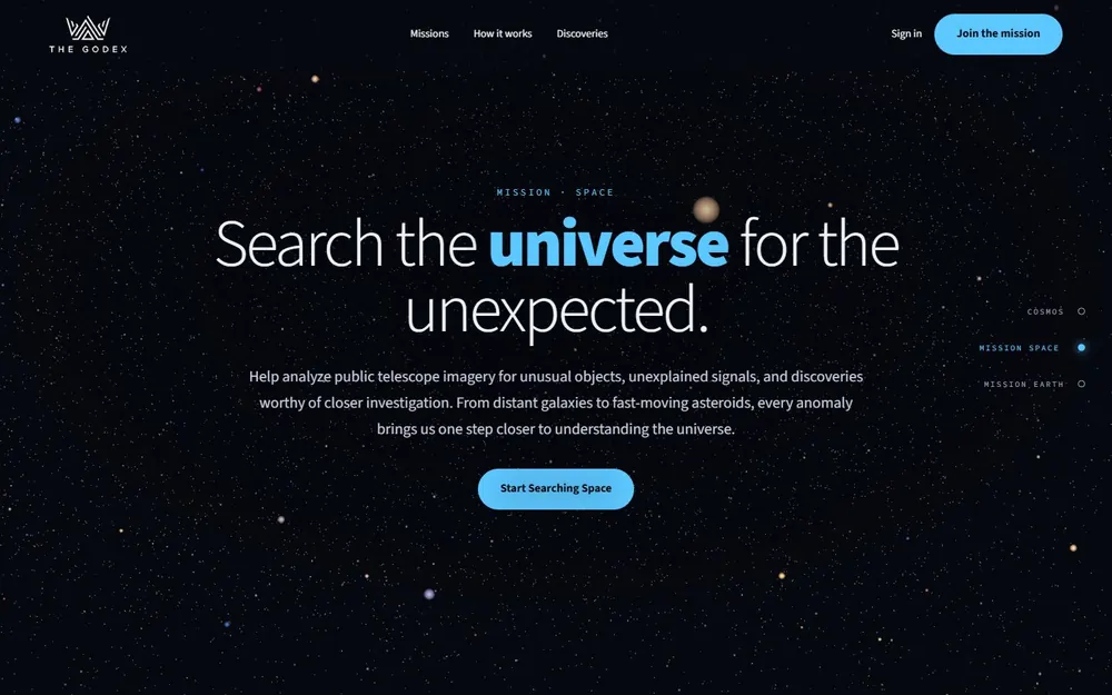 TheGodex: Search the universe for the unexpected